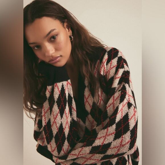 Favorite Daughter Cashmere Blend The Aria Argyle Sweater S - Picture 3 of 9